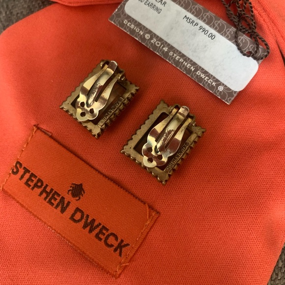 STEPHEN DWECK bronze tone clip-on earrings, stunning greens/golds colour quartz - Picture 4 of 6